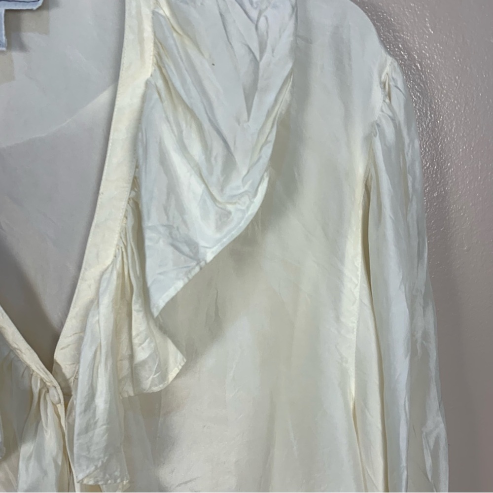 VTG Sophisticates Jonathan Martin 100% Silk Tunic Blouse Ruffle Collar Cuff - Picture 10 of 11